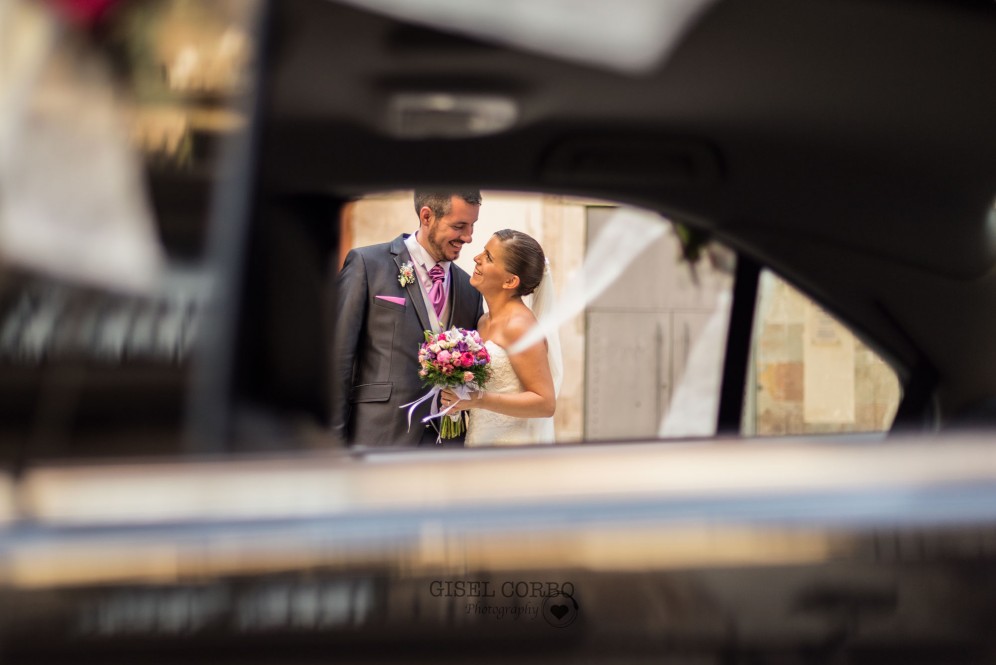 boda barcelona reportaje novios coche